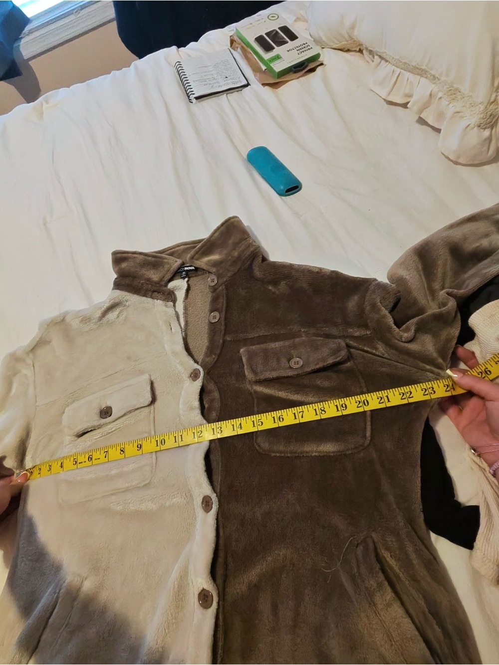 Fashion Nova Two-Tone Button Down Shirt - Cream and Brown - Picture 6 of 6